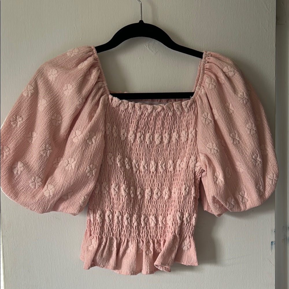 Elegant Pink Smocked Women's Top